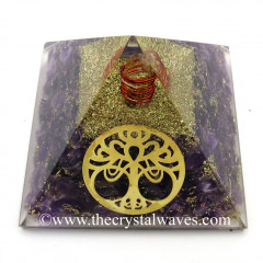 Amethyst Chips Orgone Pyramid With New Tree Of Life Symbol