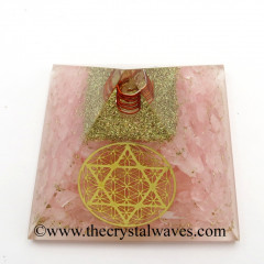 Rose Quartz Chips Orgone Pyramid With Flower Of Life With Star Of David Symbol