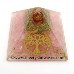 Rose Quartz Chips Orgone Pyramid With New Tree Of Life Symbol