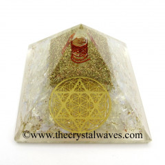 Opalite Chips Orgone Pyramid With Flower Of Life With Star Of David Symbol