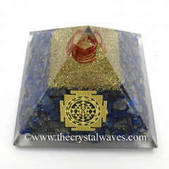Lapis Lazuli Chips Orgone Pyramid With Meru Shreeyantra Symbol