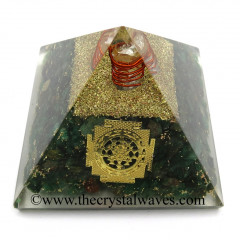 Green Aventurine Chips Orgone Pyramid With Meru Shreeyantra Symbol