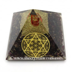Garnet Chips Orgone Pyramid With Flower Of Life With Star Of David Symbol