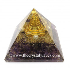 Amethyst Chips Orgone Pyramid With Meru Shreeyantra