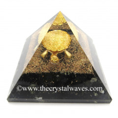 Black Tourmaline Chips Orgone Pyramid With Fengshui / Vastu Tortoise