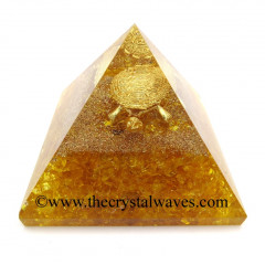 Yellow Dyed Quartz Chips Orgone Pyramid With Fengshui / Vastu Tortoise