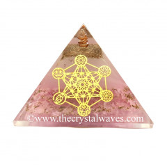 Glow In Dark GID Rose Quartz  Chips Orgone Pyramid With 7 Chakra Metatron's Cube Symbol