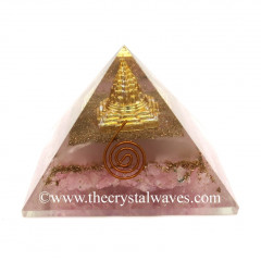 Glow In Dark GID Rose Quartz  Chips Orgone Pyramid With Shreeyantra