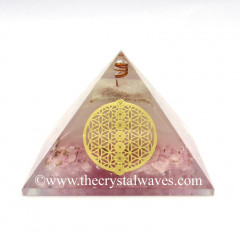 Glow In Dark GID Rose Quartz  Chips Orgone Pyramid With Chakra Flower Of Life