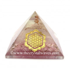 Glow In Dark GID Rose Quartz  Chips Orgone Pyramid With Lotus Flower Of Life