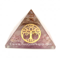 Glow In Dark GID Rose Quartz  Chips Orgone Pyramid With Big New Tree  Of Life
