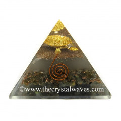Glow In Dark GID Labradorite Chips Orgone Pyramid With Fengshui / Vastu Tortoise