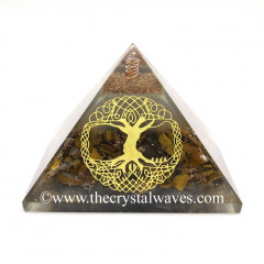 Glow In Dark GID Tiger Eye Agate Chips Orgone Pyramid With Big Tree Of Life