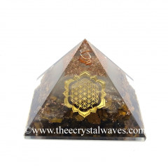 Glow In Dark GID Tiger Eye Agate Chips Orgone Pyramid With Lotus Flower Of Life