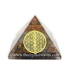 Glow In Dark GID Tiger Eye Agate Chips Orgone Pyramid With Chakra Flower Of Life