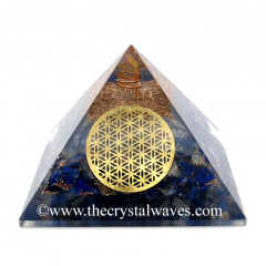 Glow In Dark GID Lapis Chips Orgone Pyramid With Big Flower Of Life