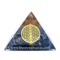 Glow In Dark GID Lapis Lazuli Chips Orgone Pyramid With Chakra Flower Of Life