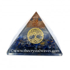 Glow In Dark GID Lapis Lazuli Chips Orgone Pyramid With Tree Of Life
