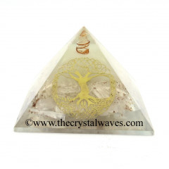 Glow In Dark GID Selenite Chips Orgone Pyramid With Big Tree Of Life