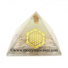Glow In Dark GID Selenite Chips Orgone Pyramid With Lotus Flower Of Life