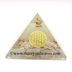 Glow In Dark GID Selenite Chips Orgone Pyramid With Flower Of Life