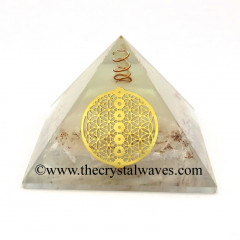 Glow In Dark GID Selenite Chips Orgone Pyramid With Chakra Flower Of Life