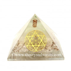 Glow In Dark GID Selenite Chips Orgone Pyramid With Flower Of Life Star Of David