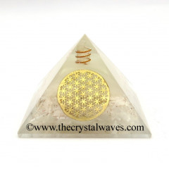 Glow In Dark GID Selenite Chips Orgone Pyramid With Big Flower Of Life