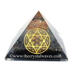 Glow In Dark GID Black Tourmaline Chips Orgone Pyramid With Flower Of Life Star Of David