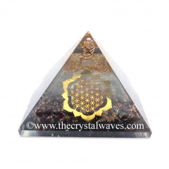 Glow In Dark GID Garnet Chips Orgone Pyramid With Lotus Flower Of Life