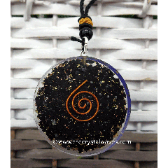 Shungite Chips With Copper Coil Round Orgone Disc 