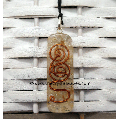Citrine Chips With Copper Coil Rectangle Shape Orgone Pendant