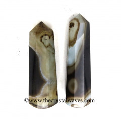 Black Banded Onyx Chalcedony 1.5 to 2 Inch Pencil 6 to 8 Facets