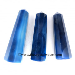 Blue Banded Onyx Chalcedony 1.5 to 2 Inch Pencil 6 to 8 Facets