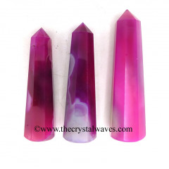Pink Fuschia Banded Onyx Chalcedony 2" to 3" Pencil 6 to 8 Facets