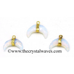 Opalite Small Crecent Moon Gold Electroplated Pendant