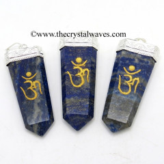 Lapis Lazuli Om Engraved Flat Pencli Pendant