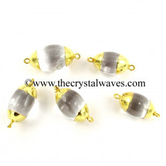 Crystal Quartz Lingam Gold Electroplated Pendant / Connector