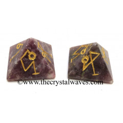 Lepidolite Arch Angel Engraved Small Pyramid