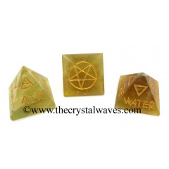 Fluorite 5 Element Engraved Small Pyramid