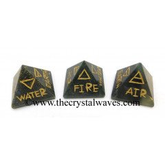 Moss Agate 5 Element Engraved Pyramid