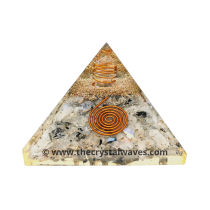 Rainbow Moonstone Chips Orgone Pyramids With Copper Wrapped Crystal Point