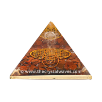 Red Jasper Chips Orgone Pyramid With Crystal Quartz Angel And Flower Of Life