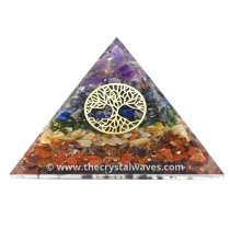 7 Chakra Layerd Chips Orgone Pyramid With Tree Of Life Symbol