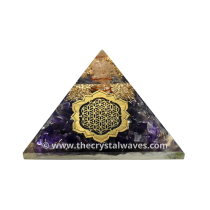 Amethyst Chips Orgone Pyramid With Lotus Flower Of Life Symbol