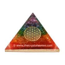 Chakra dyed Quartz Layered Chips Orgone Pyramids With Flower Of Life