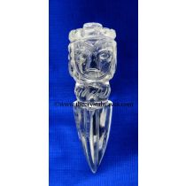 Wholesale Crystal Quartz / Sfatik Hand Carved 3 Face Phurba