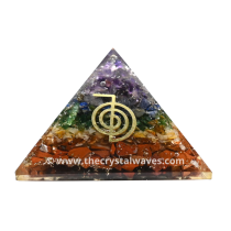 7 Chakra Layerd Chips Orgone Pyramid With Cho Ku Rei Symbol
