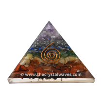 Chakra Natural Layered Chips Big Orgone Pyramids With Copper Wrrapped Crystal Point