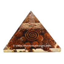 Rudrasha Beads Orgone Pyramid With Copper Wrapped Crystal Point